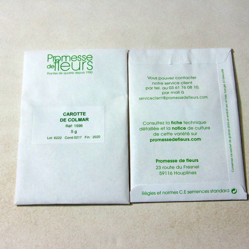 Example of Carotte de Colmar à coeur rouge - Daucus carota per pack of 3600 seeds (5g) as you get