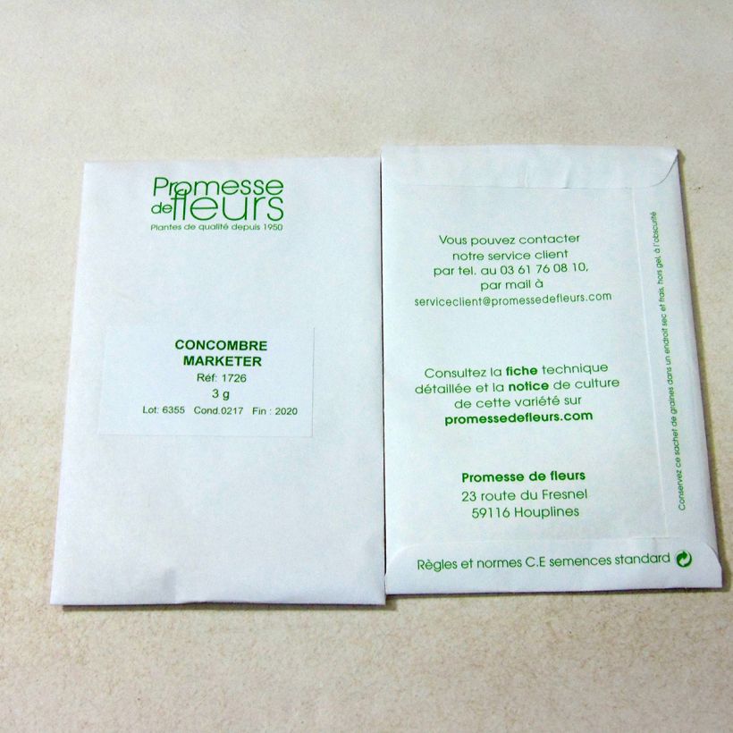 Example of Concombre Marketer per pack of 100 seeds (3g) as you get