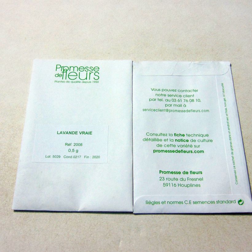 Example of Lavande Vraie per pack of 400 seeds (0,5g) as you get