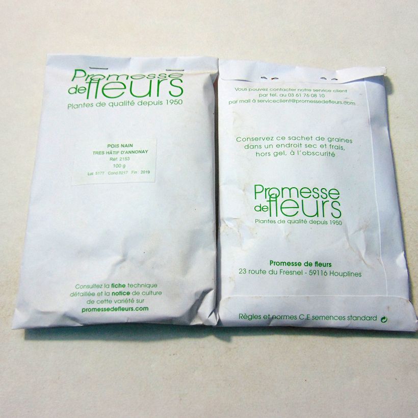 Example of Pois nain Très Hâtif d'Annonay (grains ronds) - Pisum sativum per pack of 250-350 seeds (100g) as you get