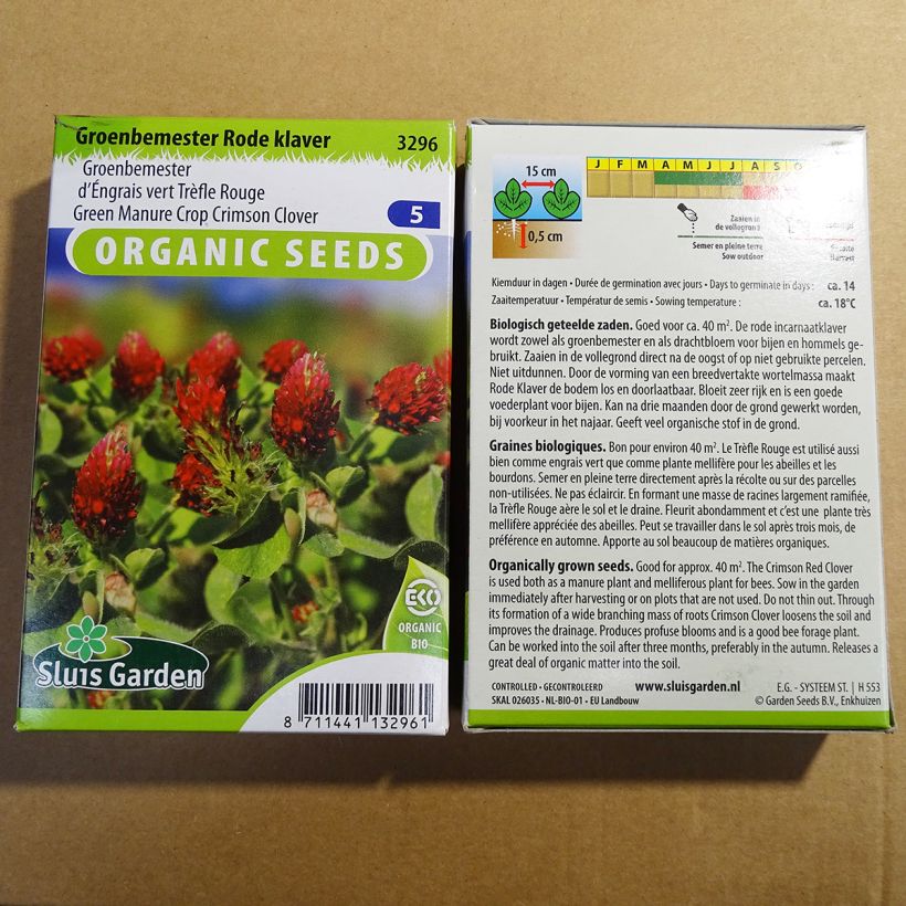 Example of Trèfle incarnat Bio - Trifolium incarnatum per 70 g seed pack as you get